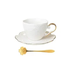 Plates u0026 More Küche & Esszimmer-Kaffeetassen-Set aus Porzellan mit Untertasse – elegantes Trinkgeschirr