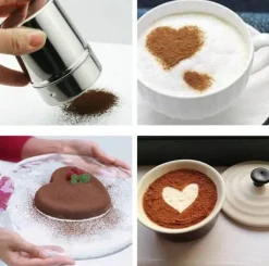 Tom Küche & Esszimmer-Kakaopulverstreuer - Kaffeegewürzstreuer aus Edelstahl mit Deckel