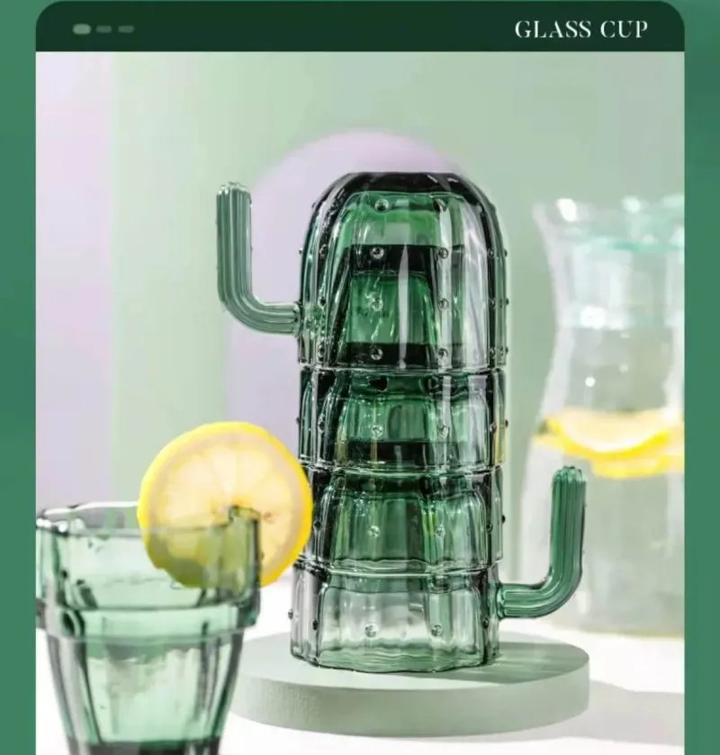 Plates u0026 More Küche & Esszimmer-Kaktus-Glasbecher, 240 ml – kreativer Trinkbecher für Zuhause und das Büro