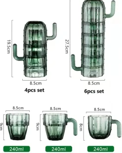 Plates u0026 More Küche & Esszimmer-Kaktus-Glasbecher, 240 ml – kreativer Trinkbecher für Zuhause und das Büro