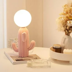 Bright Accents Beleuchtung-Kaktus-Tischlampe – Einzigartige Wohndekorbeleuchtung aus Kunstharz