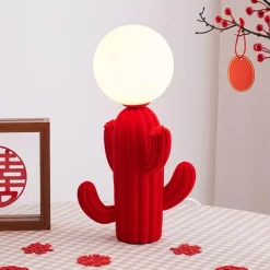 Bright Accents Beleuchtung-Kaktus-Tischlampe – Einzigartige Wohndekorbeleuchtung aus Kunstharz