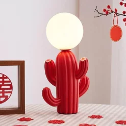 Bright Accents Beleuchtung-Kaktus-Tischlampe – Einzigartige Wohndekorbeleuchtung aus Kunstharz