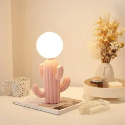 Bright Accents Beleuchtung-Kaktus-Tischlampe – Einzigartige Wohndekorbeleuchtung aus Kunstharz