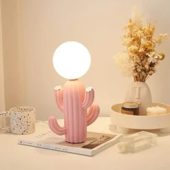 Bright Accents Beleuchtung-Kaktus-Tischlampe – Einzigartige Wohndekorbeleuchtung aus Kunstharz