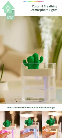 Tranquil Touch Gesundheits-Gadgets|Gesundheits- Und Entspannungstools-Kaktus-Ultraschall-Luftbefeuchter – Stilvoller Luftbefeuchter