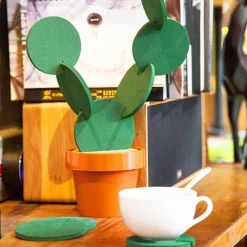 The Culinary Kit Küche & Esszimmer-Kaktus-Untersetzer-Set – rutschfeste Getränkeuntersetzer