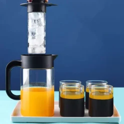 The Decor Haven Camping-Werkzeuge|Camping Im Freien-Kaltgetränkespender - Easy Brew Glasflasche