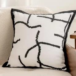 Pillow Haven Bettzeug-Kamelien-Jacquard-Kissenbezug – Luxuriöses nordisches Dekokissen für das Wohnzimmer