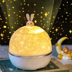 Bright Accents Beleuchtung-Kaninchen-Nachtlichtprojektor - Süße Kinderlampe