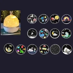 Bright Accents Beleuchtung-Kaninchen-Nachtlichtprojektor - Süße Kinderlampe