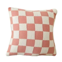 Pillow Haven Bettzeug|Wohndeko-Karierte Flockkissenhülle - Schwarz Orange Grün Dekokissen