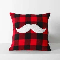 The Cushion Corner Bettzeug-Karierte Weihnachtskissenbezüge - Rote und schwarze bestickte Kissenbezüge