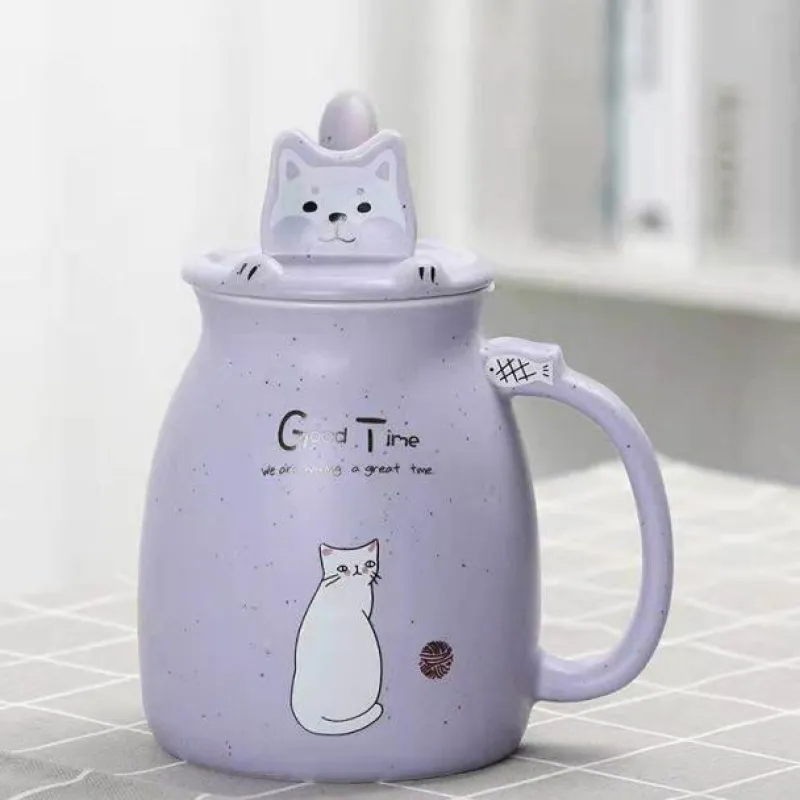 The Cozy Mug Küche & Esszimmer-Katzenbecher-Set – süße Cartoon-Kaffeetassen