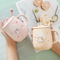 The Cozy Mug Küche & Esszimmer-Katzenbecher-Set – süße Cartoon-Kaffeetassen