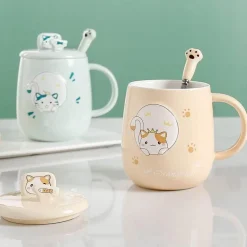 The Cozy Mug Küche & Esszimmer-Katzenbecher-Set – süße Cartoon-Kaffeetassen