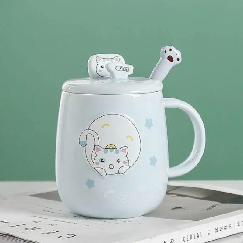 The Cozy Mug Küche & Esszimmer-Katzenbecher-Set – süße Cartoon-Kaffeetassen