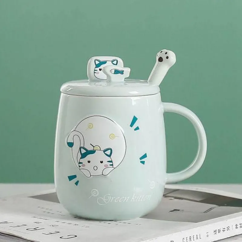 The Cozy Mug Küche & Esszimmer-Katzenbecher-Set – süße Cartoon-Kaffeetassen