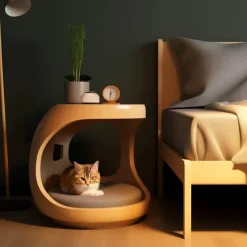 Timeless Touch Haustierzubehör|Haustierbetten-Katzenbett-Nachttisch – Stilvolles integriertes Haustiermöbel