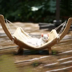 Decor Haustierzubehör|Haustierbetten-Katzenhängematte aus Holz – Stilvolles Haustierbett für Katzen