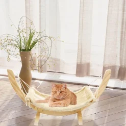 Decor Haustierzubehör|Haustierbetten-Katzenhängematte aus Holz – Stilvolles Haustierbett für Katzen