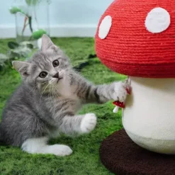 TailTrend Haustierspielzeug-Katzenkratzbaum in Pilzform – handgefertigte Haustiermöbel für verspielte Katzen