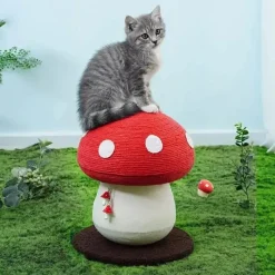 TailTrend Haustierspielzeug-Katzenkratzbaum in Pilzform – handgefertigte Haustiermöbel für verspielte Katzen