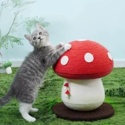 TailTrend Haustierspielzeug-Katzenkratzbaum in Pilzform – handgefertigte Haustiermöbel für verspielte Katzen