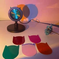 The Gilded Nest Gadgets Für Zuhause|Beleuchtung-Katzenohren-Sonnenuntergangslampe – Süßes Nachtlicht für den Schreibtisch