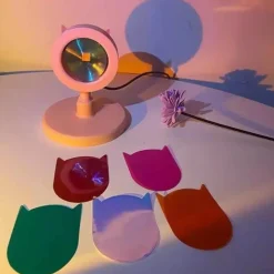 The Gilded Nest Gadgets Für Zuhause|Beleuchtung-Katzenohren-Sonnenuntergangslampe – Süßes Nachtlicht für den Schreibtisch