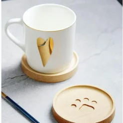 The Cozy Mug Küche & Esszimmer-Katzenpfoten-Holzuntersetzer - Süßes Tier-Trinkgeschirr