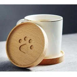 The Cozy Mug Küche & Esszimmer-Katzenpfoten-Holzuntersetzer - Süßes Tier-Trinkgeschirr