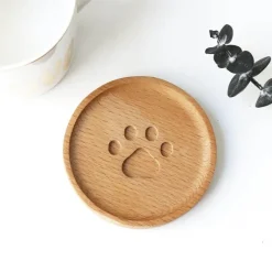 The Cozy Mug Küche & Esszimmer-Katzenpfoten-Holzuntersetzer - Süßes Tier-Trinkgeschirr