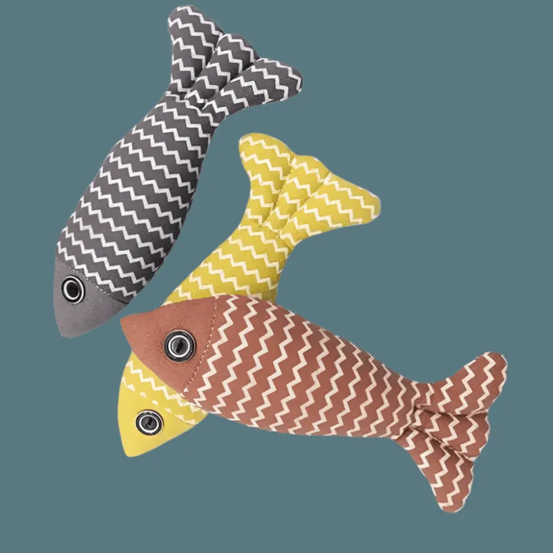 TailTrend Haustierspielzeug-Kauspielzeug aus Leinen für Katzenfische – weiches Plüschkissen für verspielte Katzen