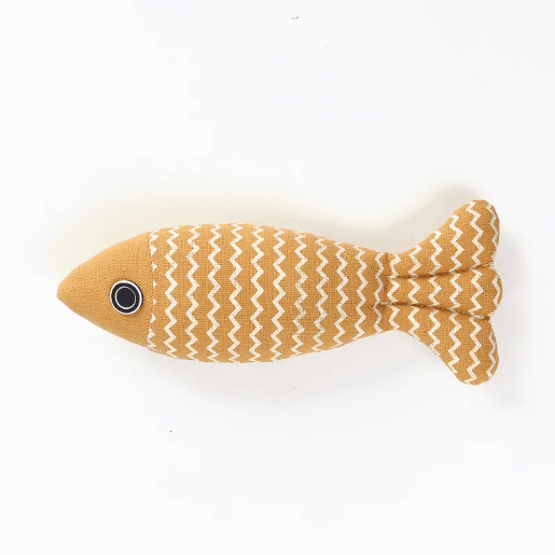 TailTrend Haustierspielzeug-Kauspielzeug aus Leinen für Katzenfische – weiches Plüschkissen für verspielte Katzen