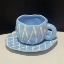 Plates u0026 More Küche & Esszimmer-Kawaii Blumen Keramik Tassen Set mit Löffelschale - Süße Kaffeetassen