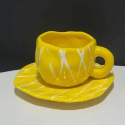 Plates u0026 More Küche & Esszimmer-Kawaii Blumen Keramik Tassen Set mit Löffelschale - Süße Kaffeetassen