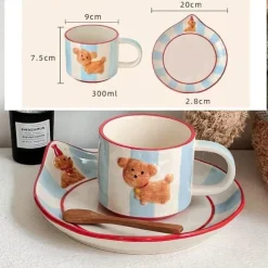 Plates u0026 More Küche & Esszimmer-Kawaii Tier-Trinkgeschirr-Set – Süßer Hundebecher und Teller