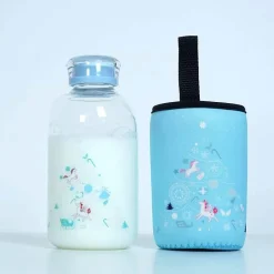 Feast u0026 Flair Küche & Esszimmer-Kawaii Tier-Wasserflasche mit Hülle – Süße Trinklösung für draußen