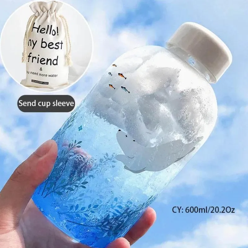 Feast u0026 Flair Küche & Esszimmer-Kawaii Tier-Wasserflasche mit Hülle – Süße Trinklösung für draußen