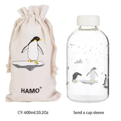 Feast u0026 Flair Küche & Esszimmer-Kawaii Tier-Wasserflasche mit Hülle – Süße Trinklösung für draußen