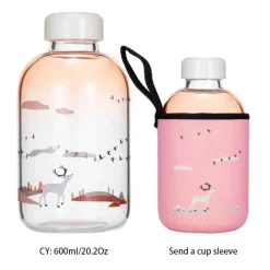 Feast u0026 Flair Küche & Esszimmer-Kawaii Tier-Wasserflasche mit Hülle – Süße Trinklösung für draußen