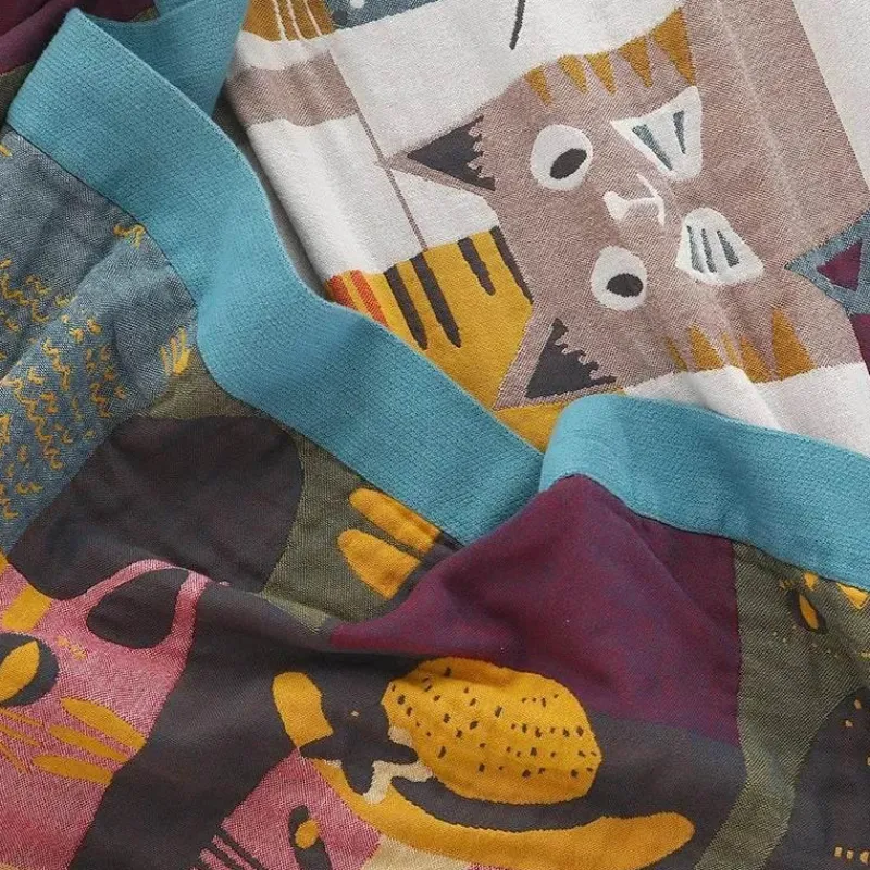 Wrap u0026 Relax Bettzeug-Kawaii-Katzen-Cartoon-Decke – weiche Doppelsteppdecke aus Baumwolle