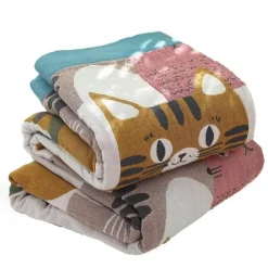 Wrap u0026 Relax Bettzeug-Kawaii-Katzen-Cartoon-Decke – weiche Doppelsteppdecke aus Baumwolle