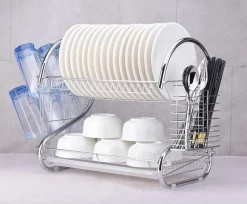 The Decor Haven Küche & Esszimmer-Küchenregal aus Edelstahl – Aufbewahrungslösung für Geschirr-Organizer