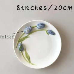 Plates u0026 More Küche & Esszimmer-Keramik Rosa Tulpe Teetasse Kuchenteller - Küchenzubehör-Set