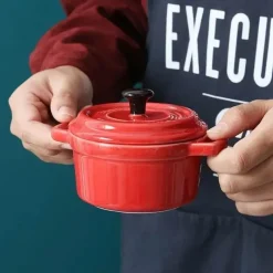 Tom Küche & Esszimmer-Keramik-Auflaufförmchen mit Deckel, ofenfeste Schüsseln zum Backen und Servieren