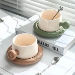 Plates u0026 More Küche & Esszimmer-Keramik-Cappuccinotassen-Untertassen-Set - Personalisierte Kaffeetassen