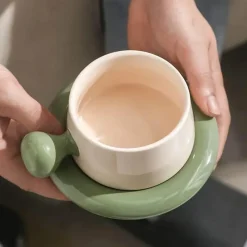 Plates u0026 More Küche & Esszimmer-Keramik-Cappuccinotassen-Untertassen-Set - Personalisierte Kaffeetassen