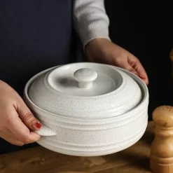 Elegance at the Table Küche & Esszimmer-Keramik-Eintopf – vielseitiges, hitzebeständiges Steingut für Suppen-Bibimbap-Nudeln